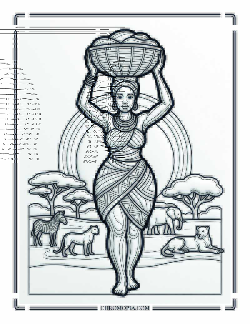 Harmony Of Land And Life Coloring Page