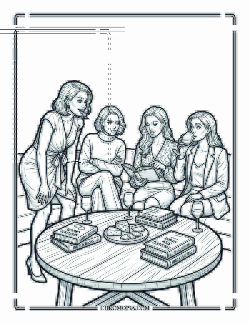 Book Club Group Discussion National Book Lovers Day Coloring Page