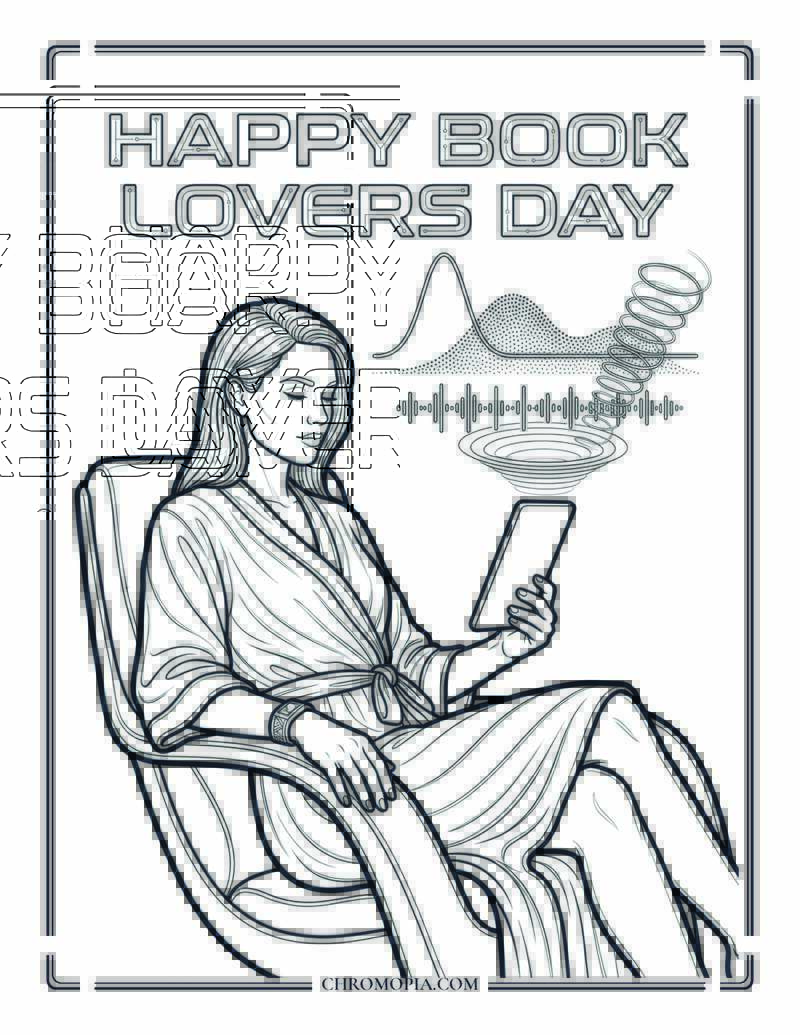 AI Smart E Reader Sensory Experience Future National Book Lovers Day Coloring Page