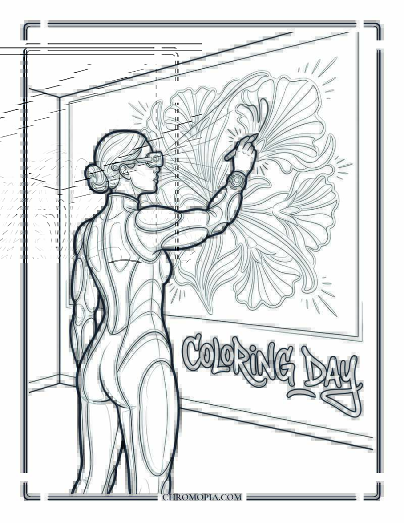 AR Wall Coloring Future National Coloring Book Day Coloring Page