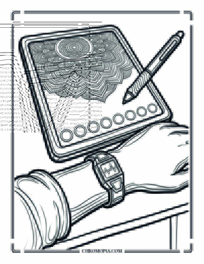 Biometric Stress Relief Coloring App Future Coloring Page