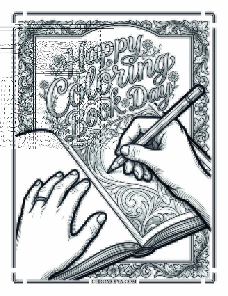 Hands Coloring Closing National Coloring Book Day Coloring Page