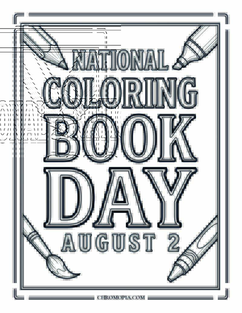 National Coloring Book Day August 2 Word Art Coloring Page