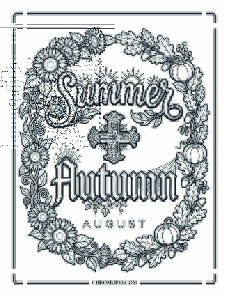 Summerween Cozy August Coloring Typography Coloring Page
