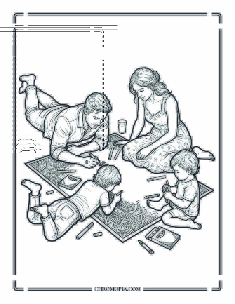 Family Coloring Night On The Living Room Floor National Coloring Book Day Coloring Page