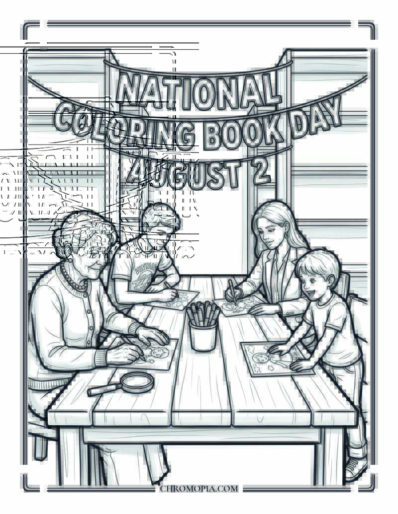 Library National Coloring Book Day Event Coloring Page