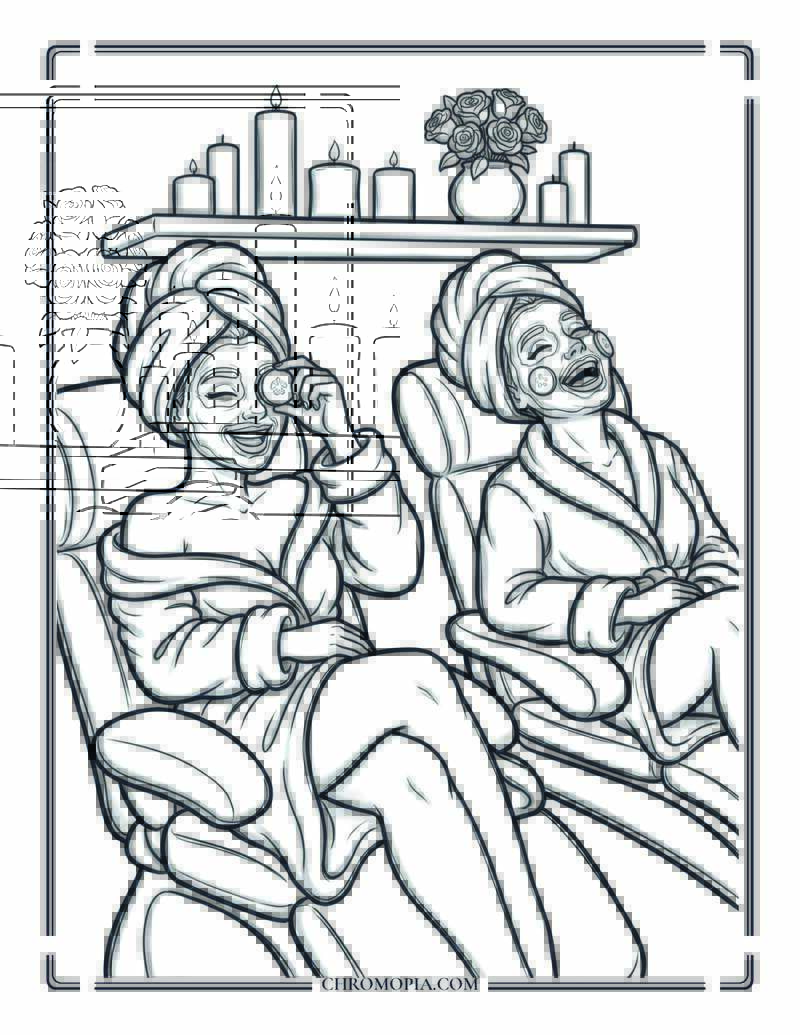 Girlfriends At A Spa On National Girlfriend Day Coloring Page