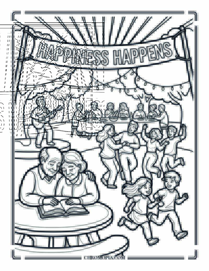 August Happiness Festival Closing Scene Coloring Page