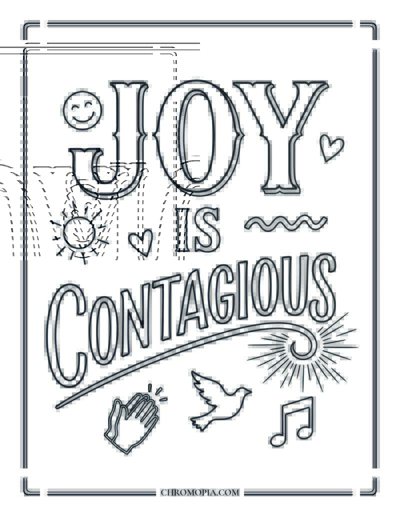 Joy Is Contagious Word Art Happiness Happens Month Coloring Page