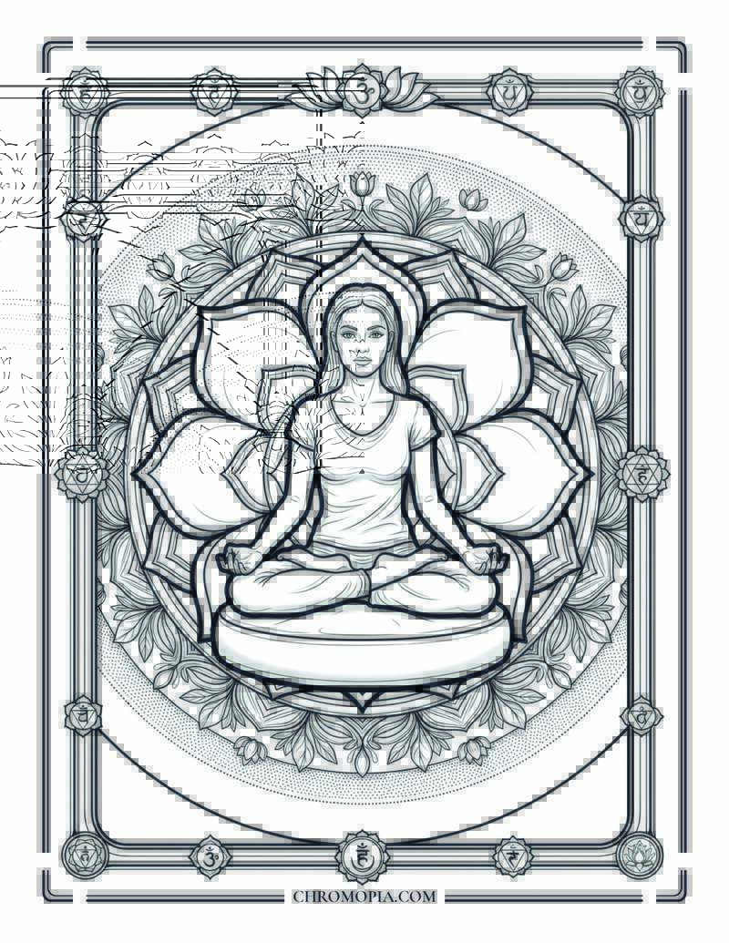 Meditation Mandala Bloom National Wellness Month Coloring Page