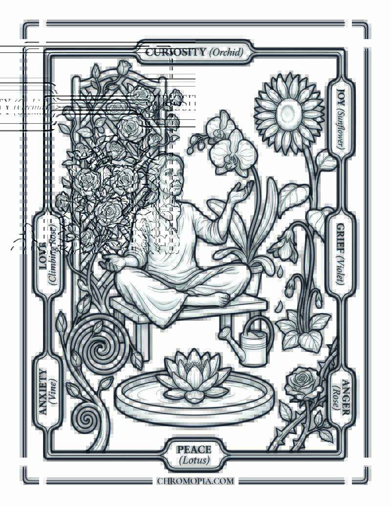 The Emotion Garden Woman National Wellness Month Coloring Page