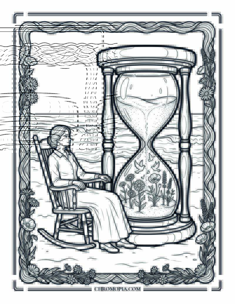 The Hourglass Meditative Horizon Surreal National Wellness Month Coloring Page