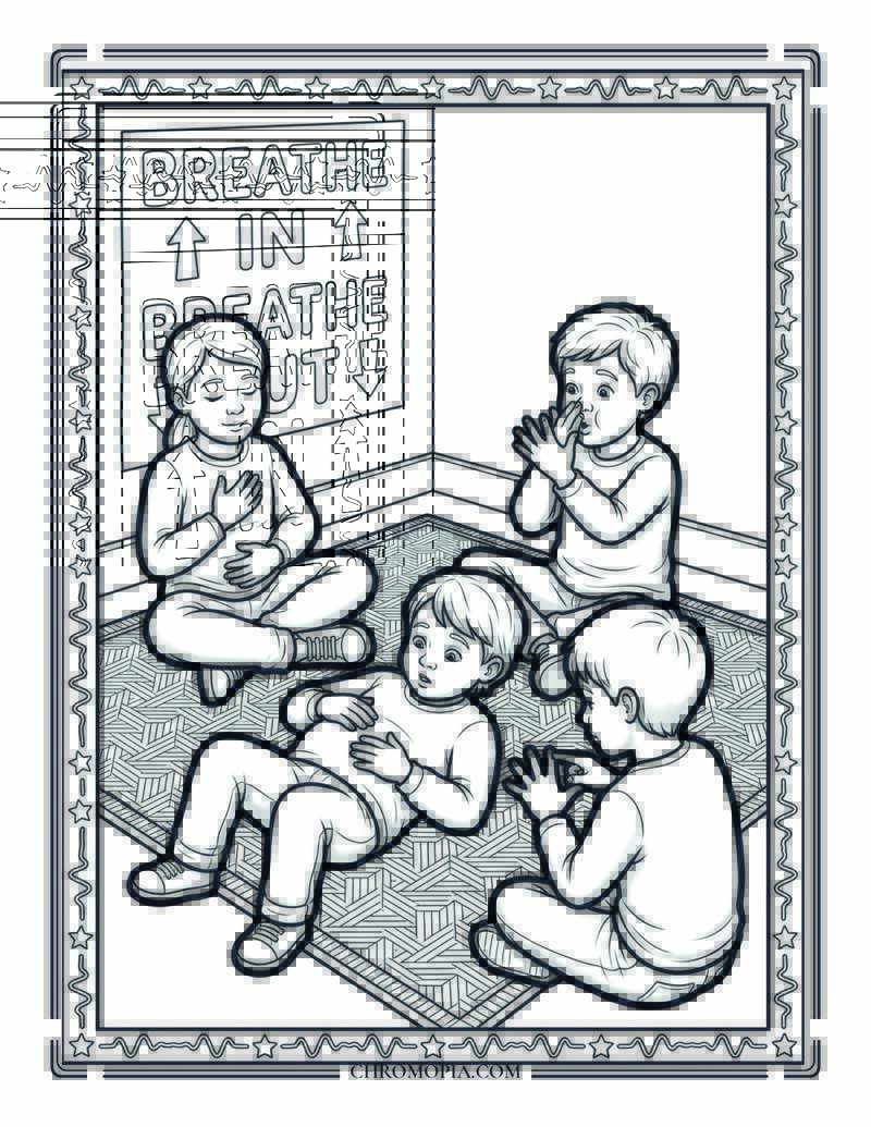 Children Belly Breathing Mindfulness National Wellness Month Coloring Page