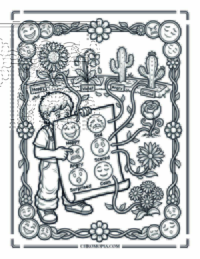 My Feelings Garden Kids Wellness Coloring Page