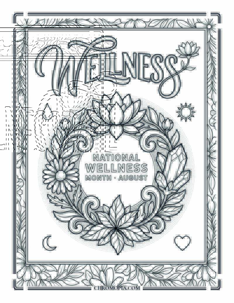 WELLNESS Word Art National Wellness Month Coloring Page