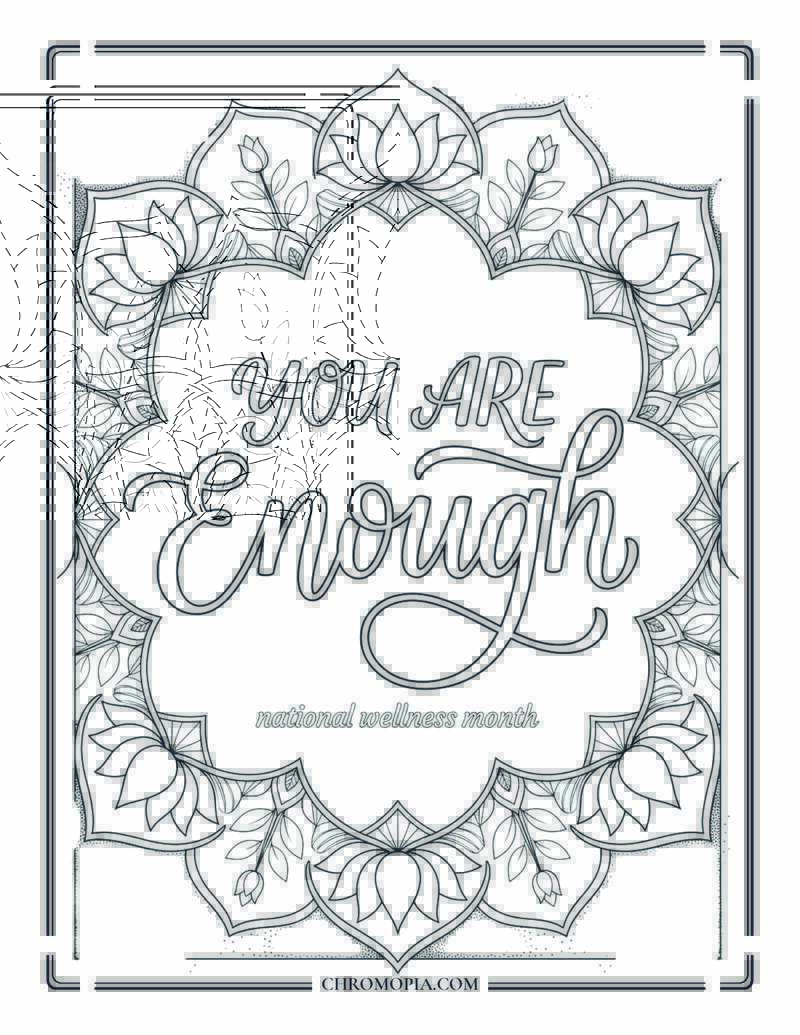 YOU ARE ENOUGH Affirmation National Wellness Month Coloring Page