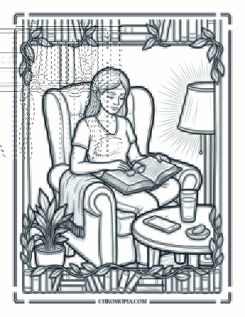 Digital Detox Evening National Wellness Month Coloring Page