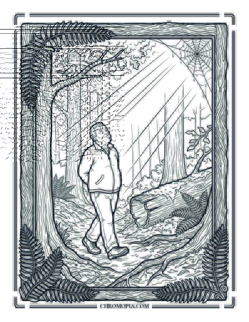 Forest Bathing Shinrin Yoku Walk National Wellness Month Coloring Page