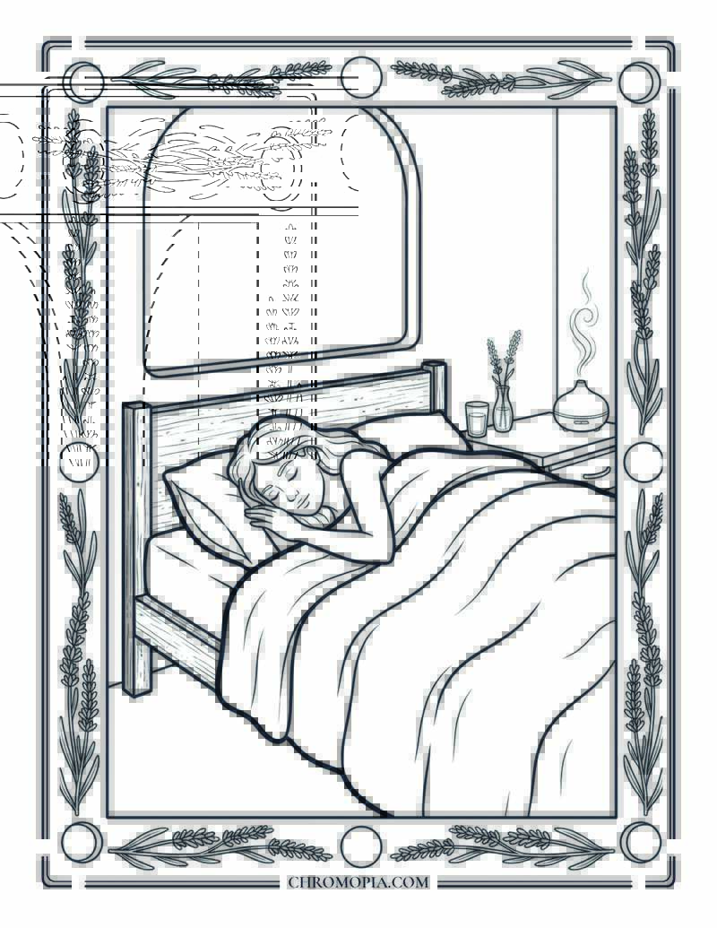Sleep Sanctuary Full Moon Night National Wellness Month Coloring Page