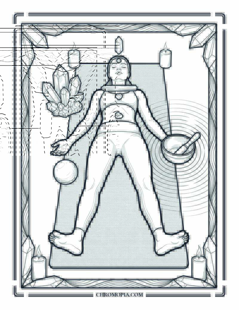 Sound Bath Crystal Healing National Wellness Month Coloring Page