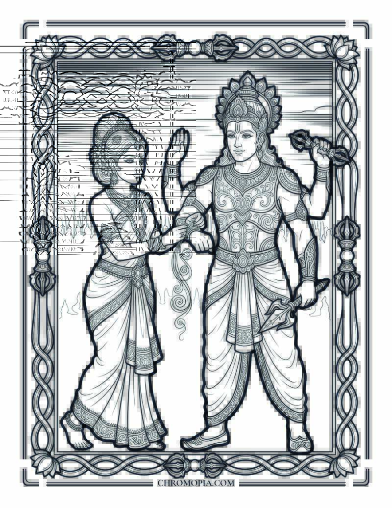 Indrani Sacred Thread Lord Indra Battle Raksha Bandhan Coloring Page
