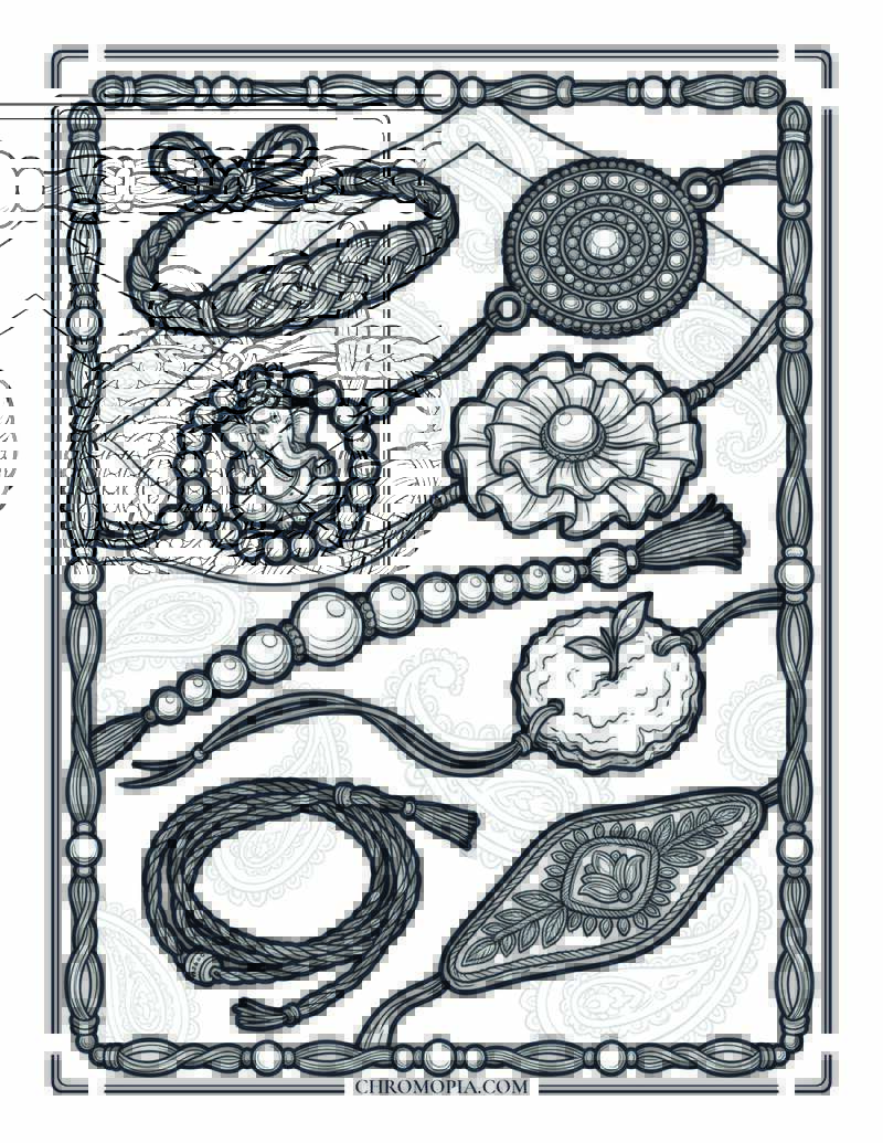 Colorful Rakhi Collection Arrangement Raksha Bandhan Coloring Page
