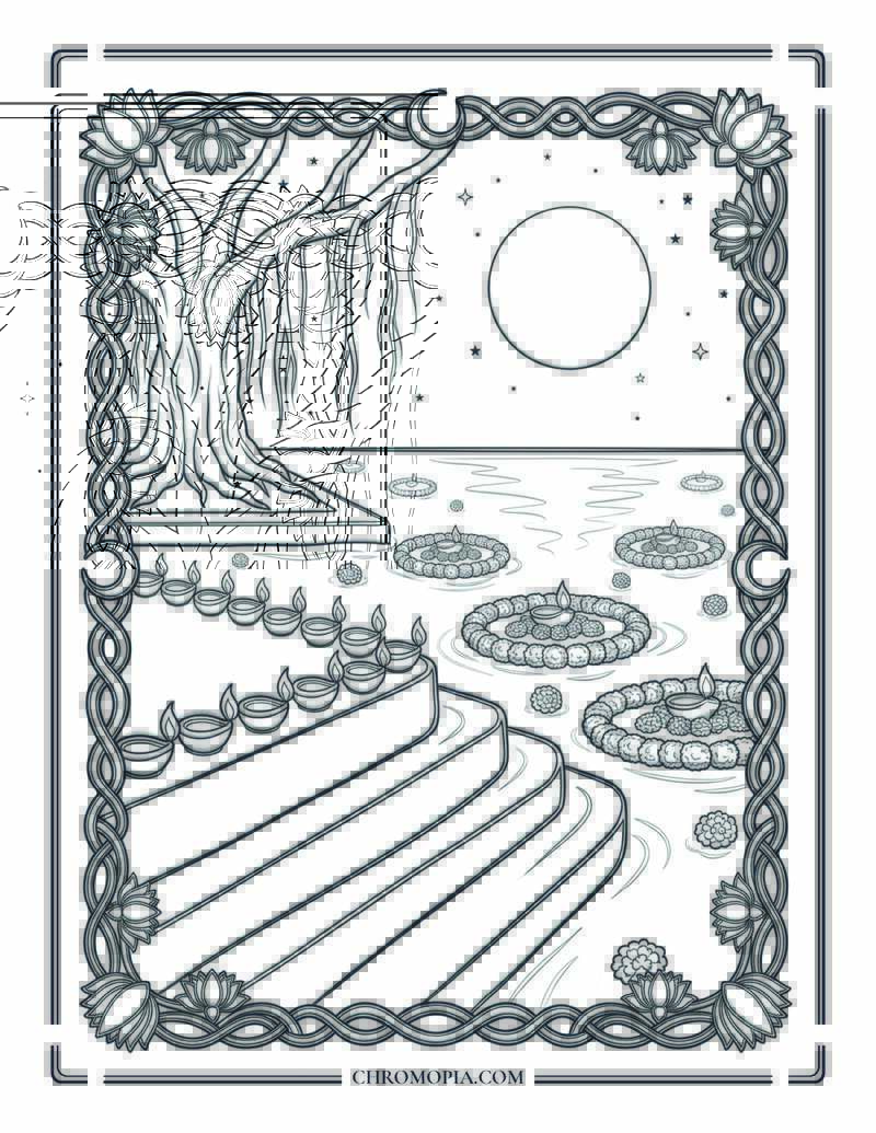 Full Moon Shravana River Purnima Raksha Bandhan Coloring Page