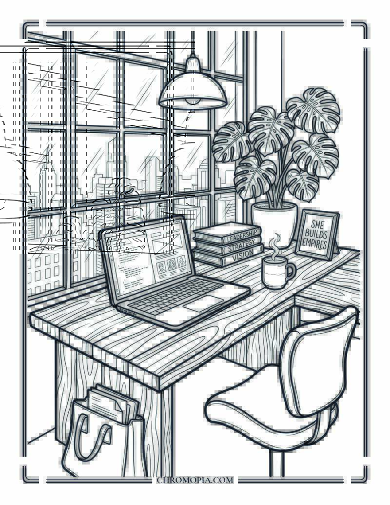 Cozy Workspace Powerhouse Women Equality Day Coloring Page