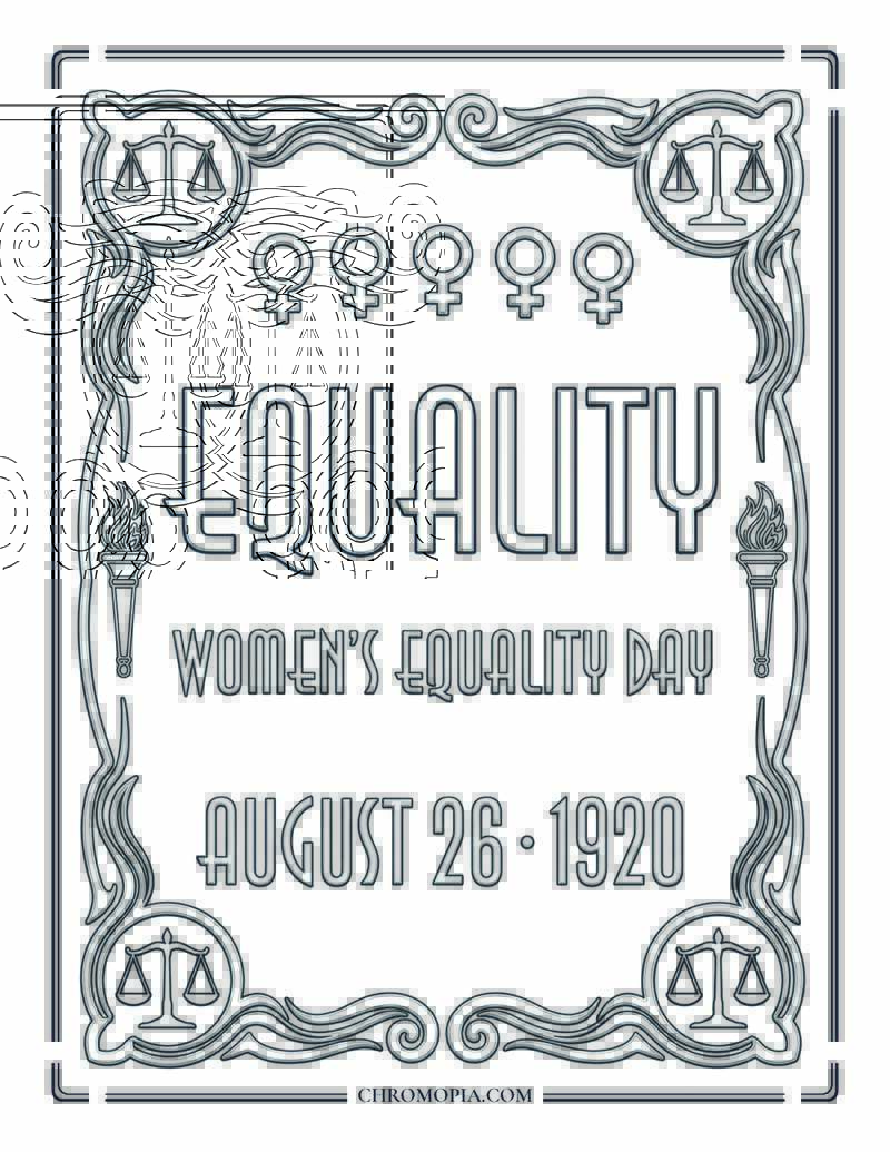 EQUALITY August 26 Word Art Women Equality Day Coloring Page