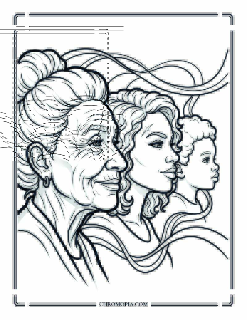 Multi Generational Women Portrait Women Equality Day Coloring Page