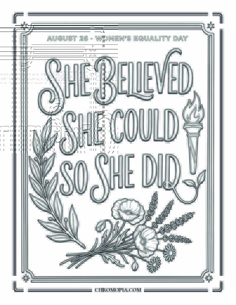 She Believed She Could Word Art Women Equality Day Coloring Page