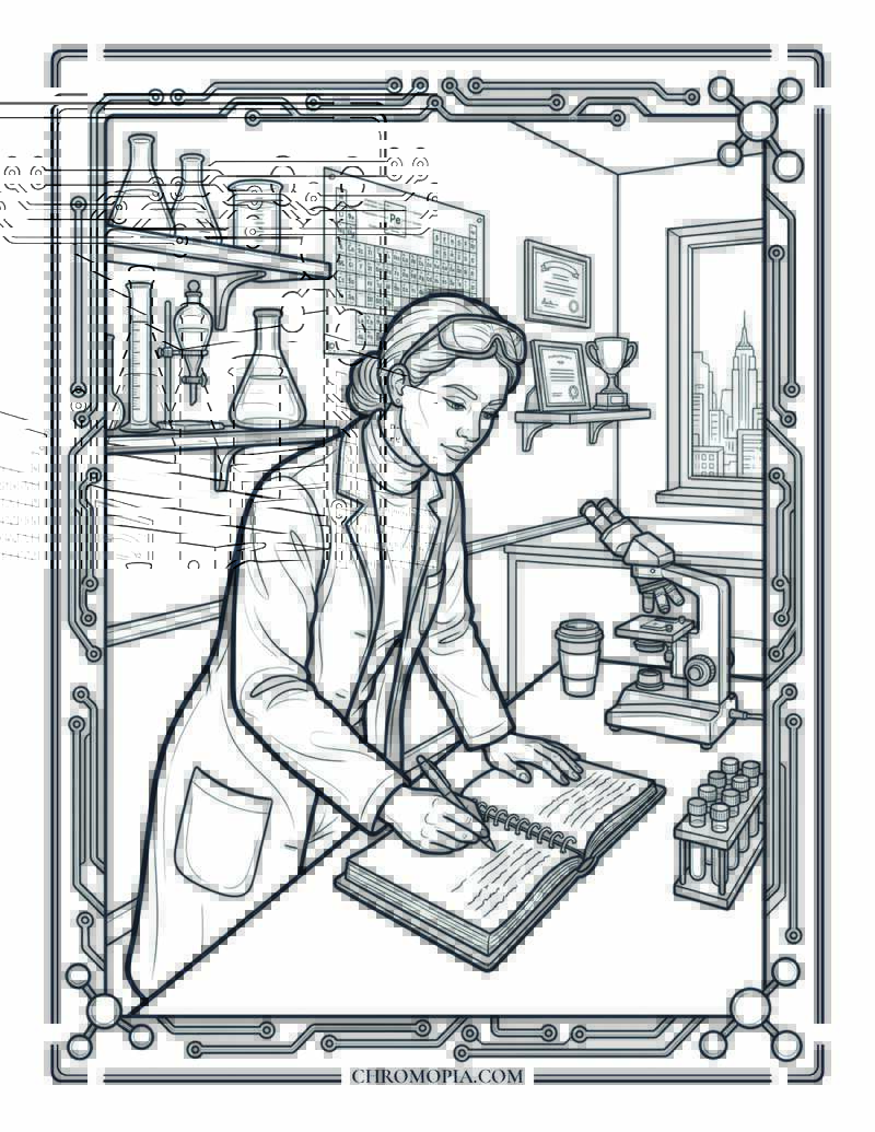 Women In STEM Lab Women Equality Day Coloring Page