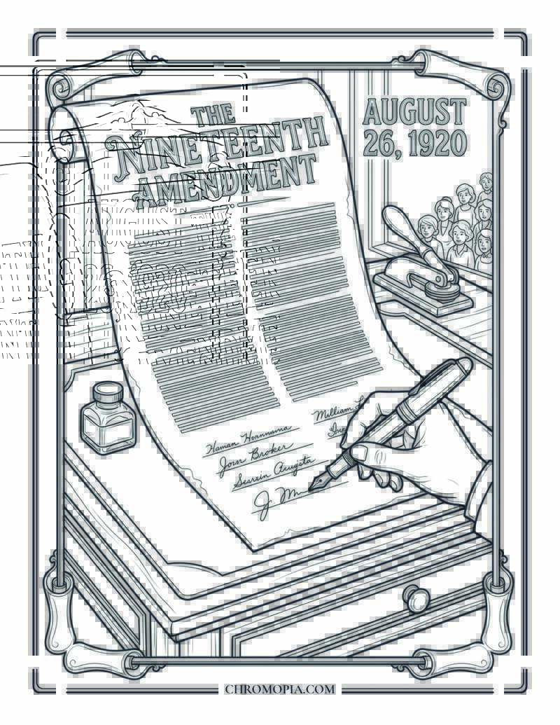 19th Amendment Certification 1920 Women Equality Day Coloring Page