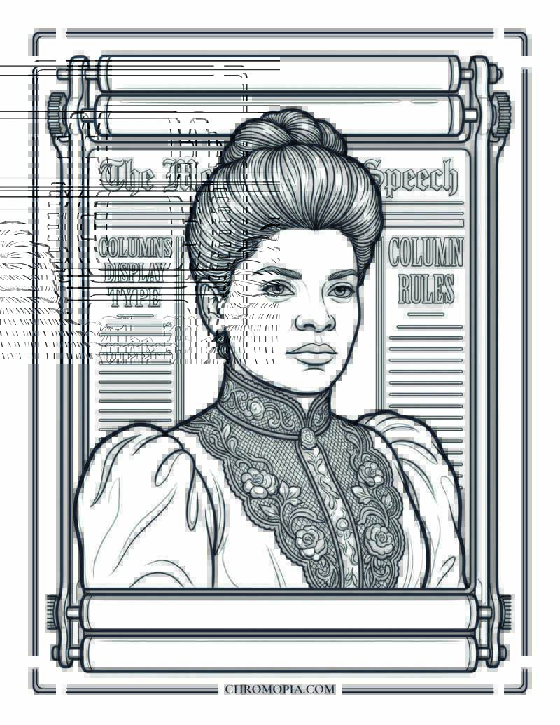 Ida B  Wells Portrait Women Equality Day Coloring Page