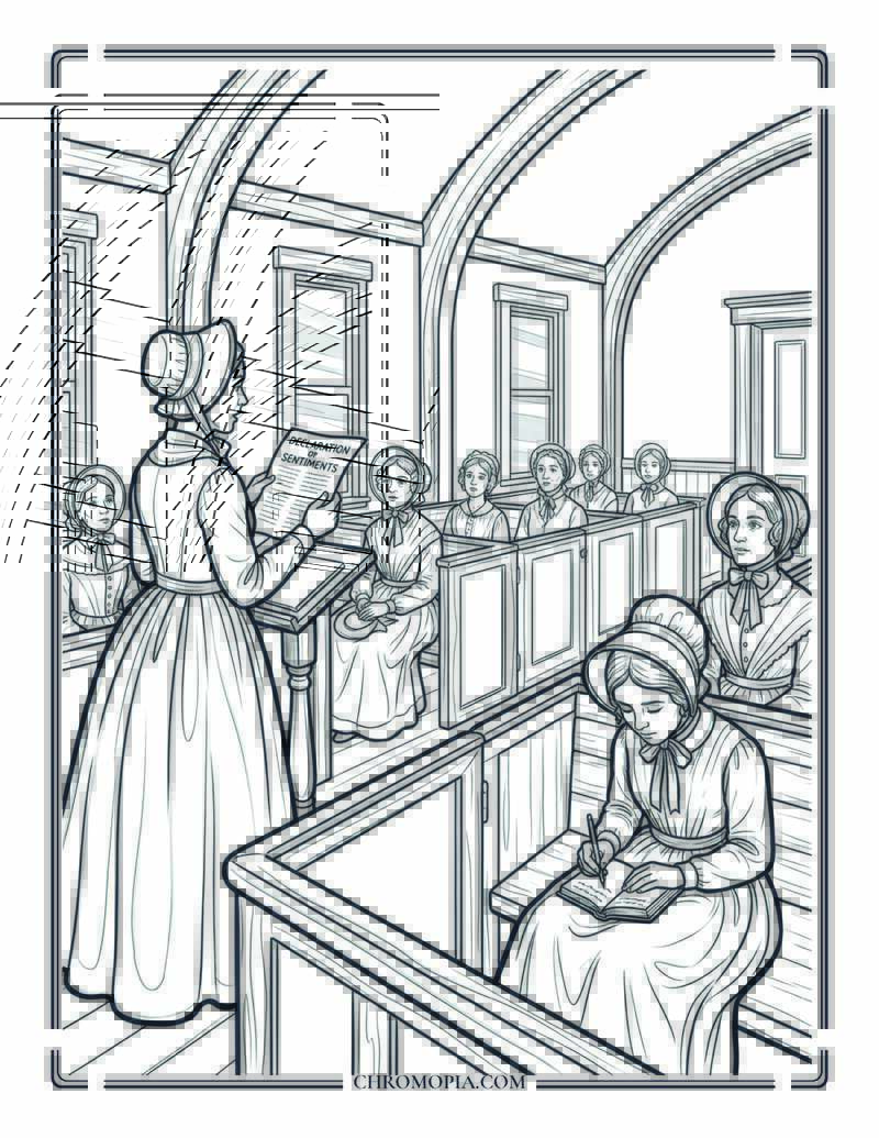 Seneca Falls Convention 1848 Women Equality Day Coloring Page