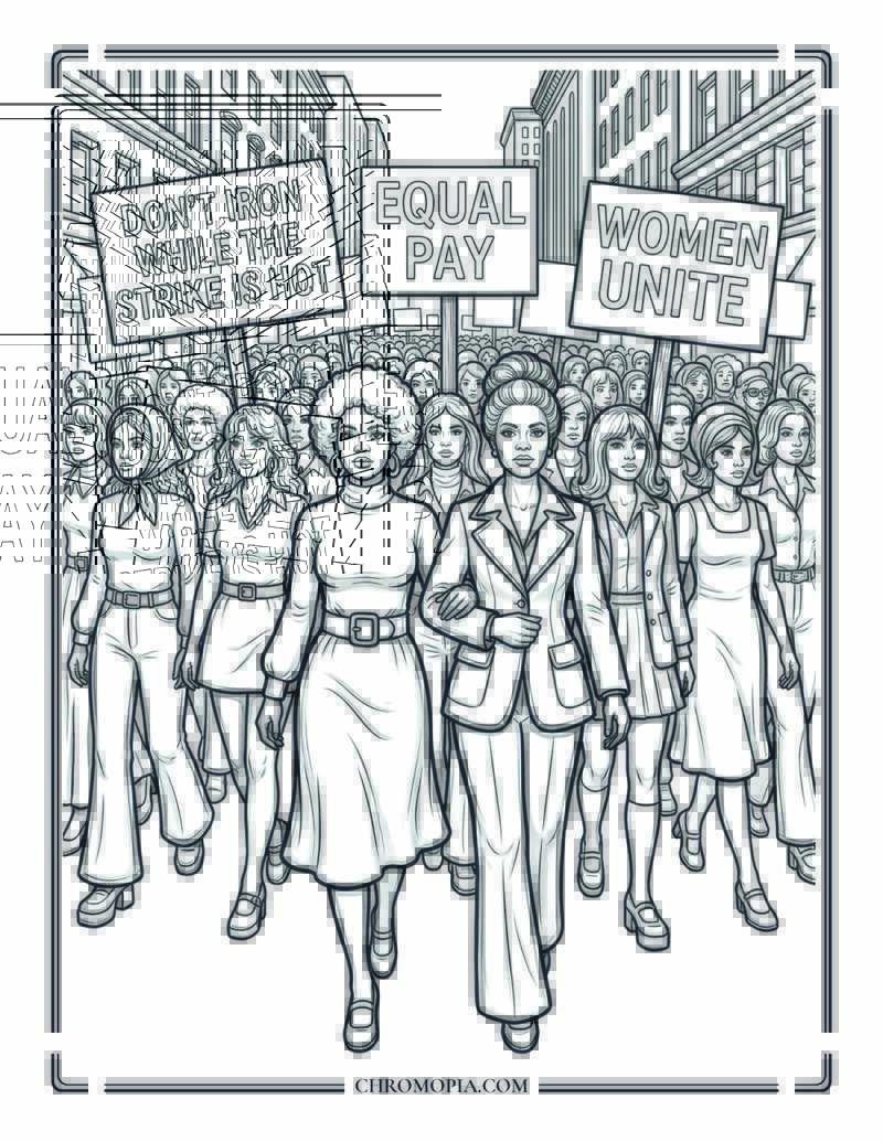 Women Strike For Equality 1970 Women Equality Day Coloring Page