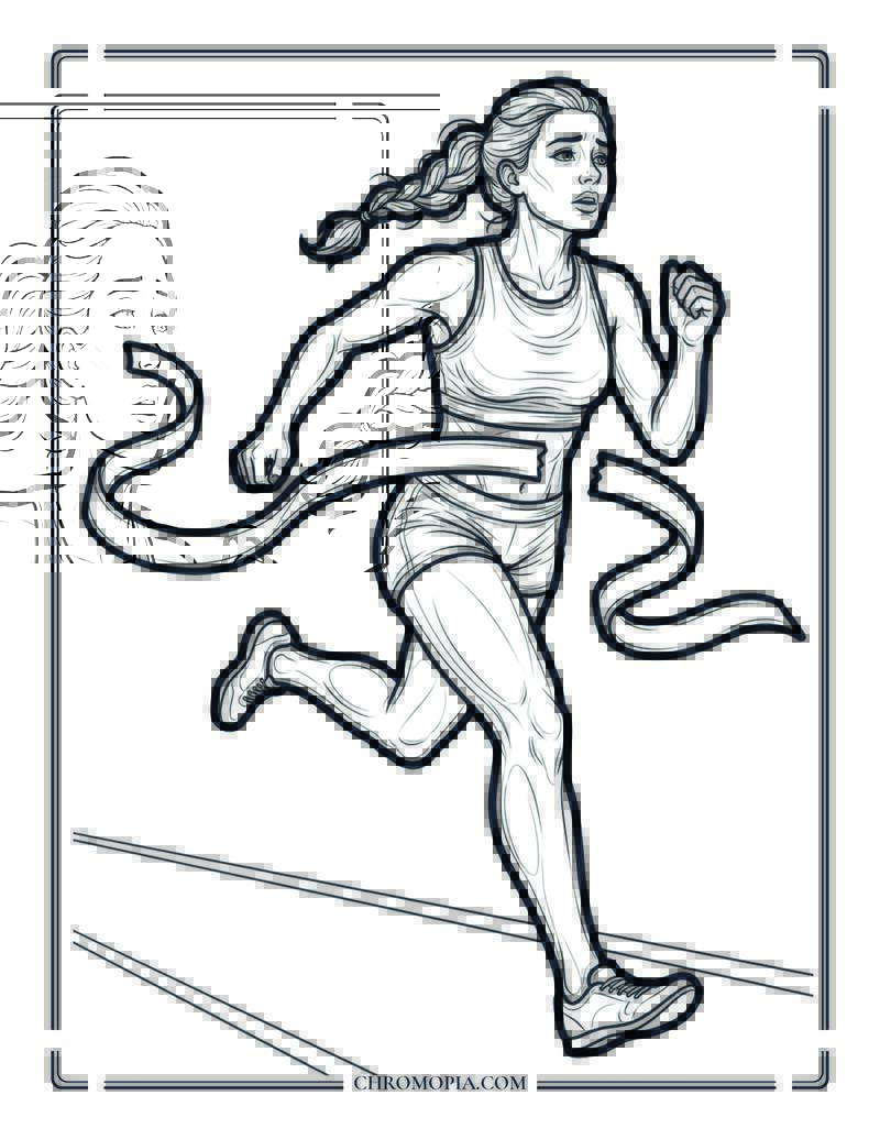 Female Athlete Race Victory Women Equality Day Coloring Page