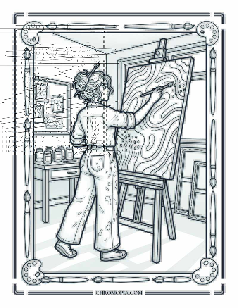 Woman Artist Studio Women Equality Day Coloring Page