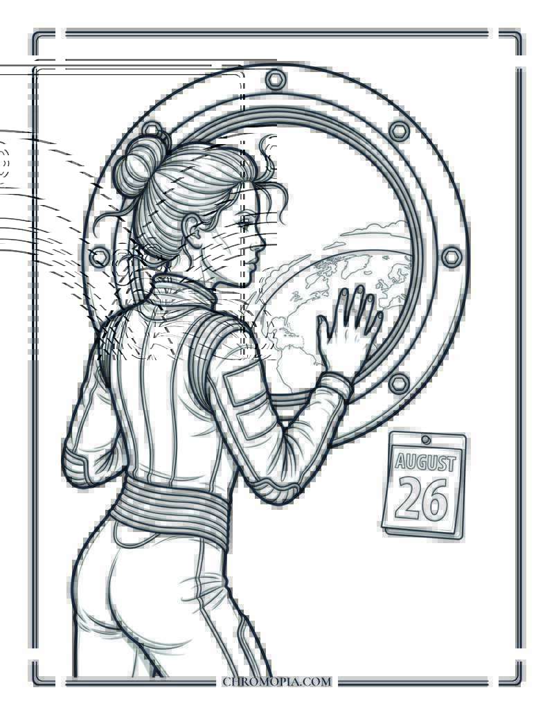 Woman Astronaut Space Window Women Equality Day Coloring Page