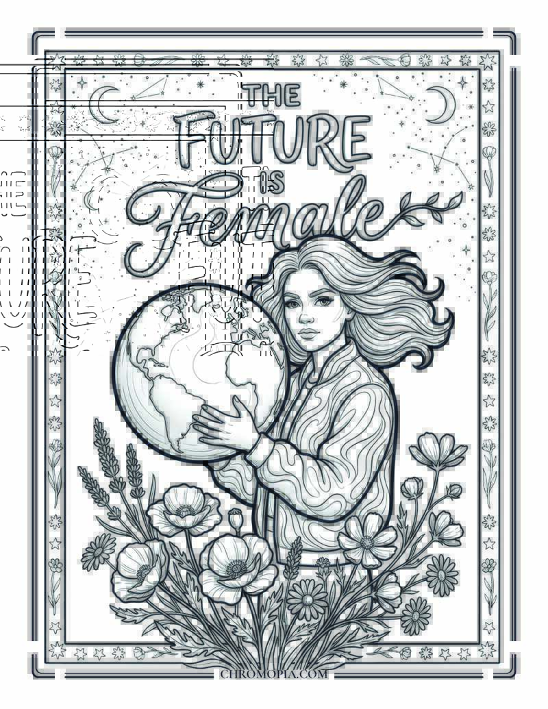 The Future Is Female Typography Women Equality Day Coloring Page