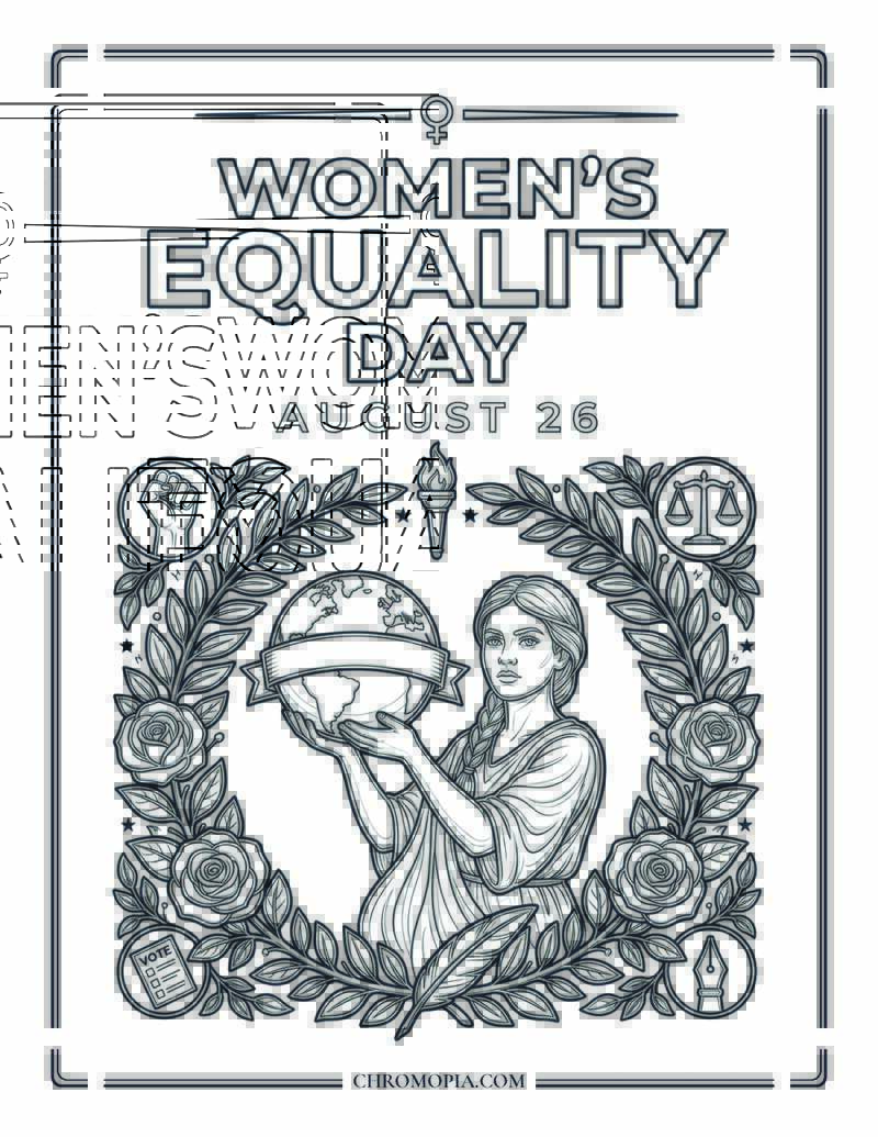 Women Equality Day August 26 Word Art Coloring Page