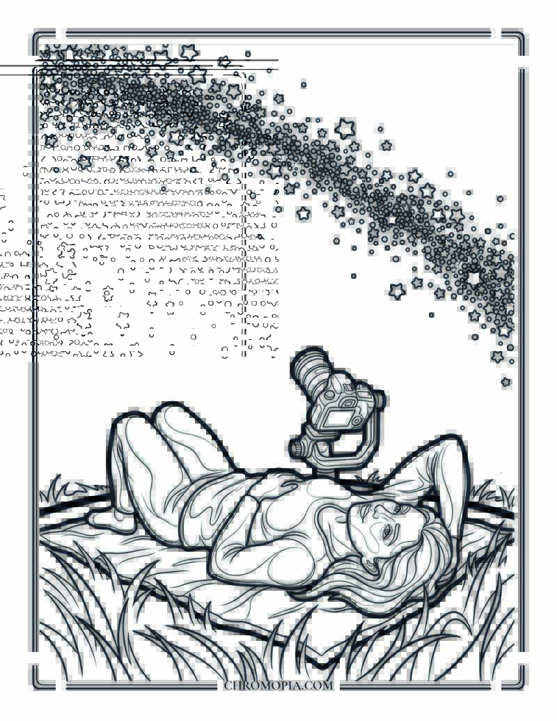 Astrophotographer In A Meadow On World Photography Day Coloring Page