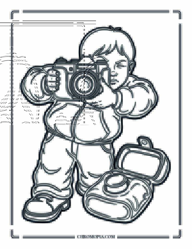 Child Taking First Photograph On World Photography Day Coloring Page