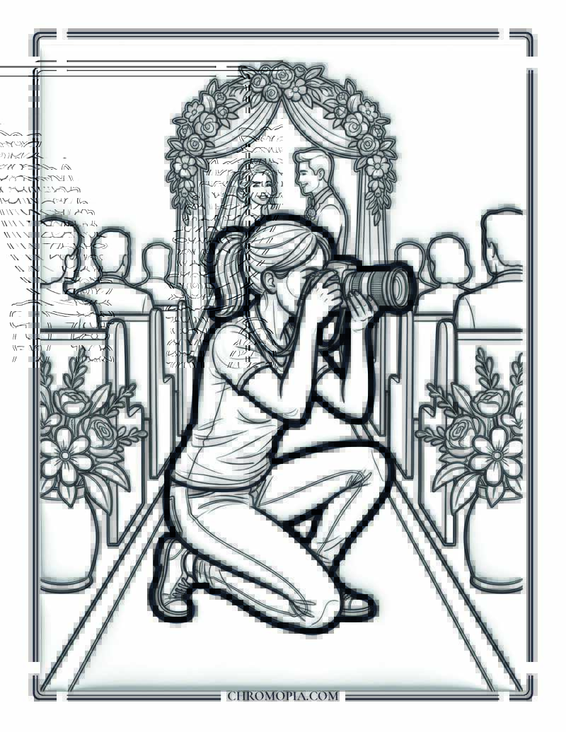 Wedding Photographer Capturing The Ceremony Coloring Page