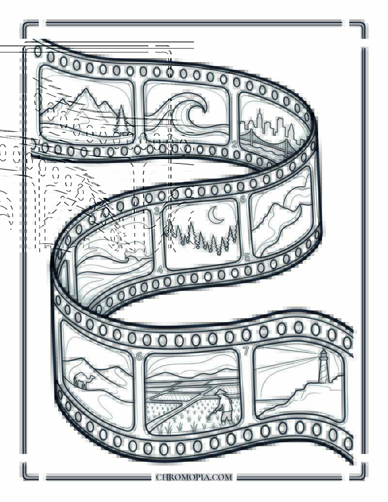 35mm Film Strip Journey World Photography Day Coloring Page