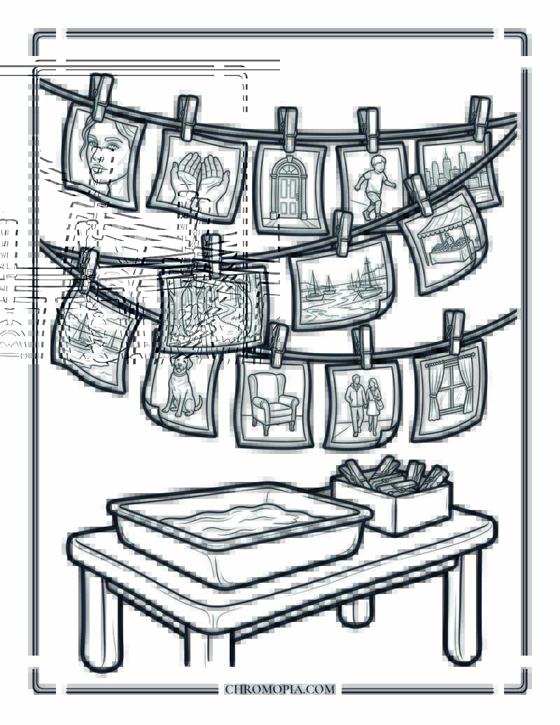 Photography Darkroom Print Drying Line Coloring Page