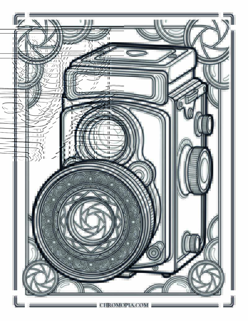 Vintage Camera Mandala Lens World Photography Day Coloring Page