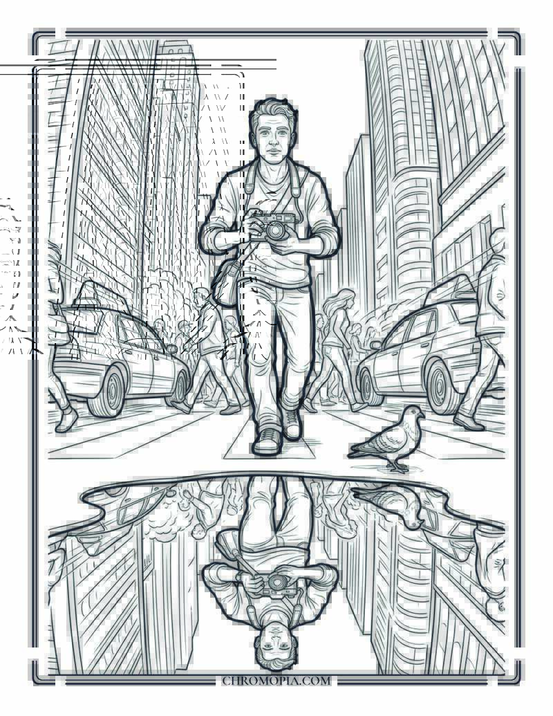 New York City Street Photographer On World Photography Day Coloring Page