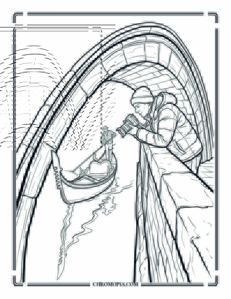 Venice Canal Photographer On World Photography Day Coloring Page