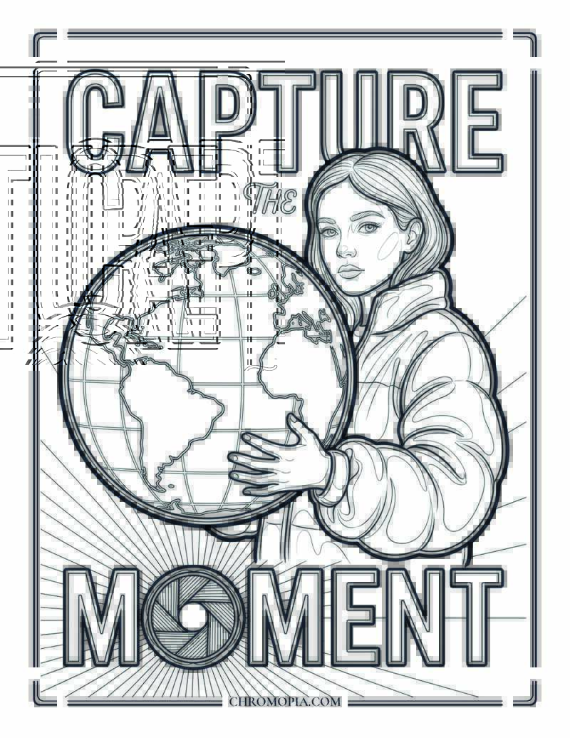 Capture The Moment World Photography Day Quote Coloring Page